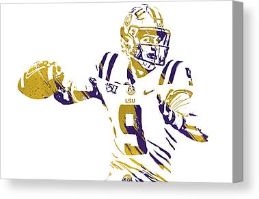 1 Joe Burrow Lsu Tigers Watercolor Strokes Pixel Art 2 Joe Hamilton Canvas Print