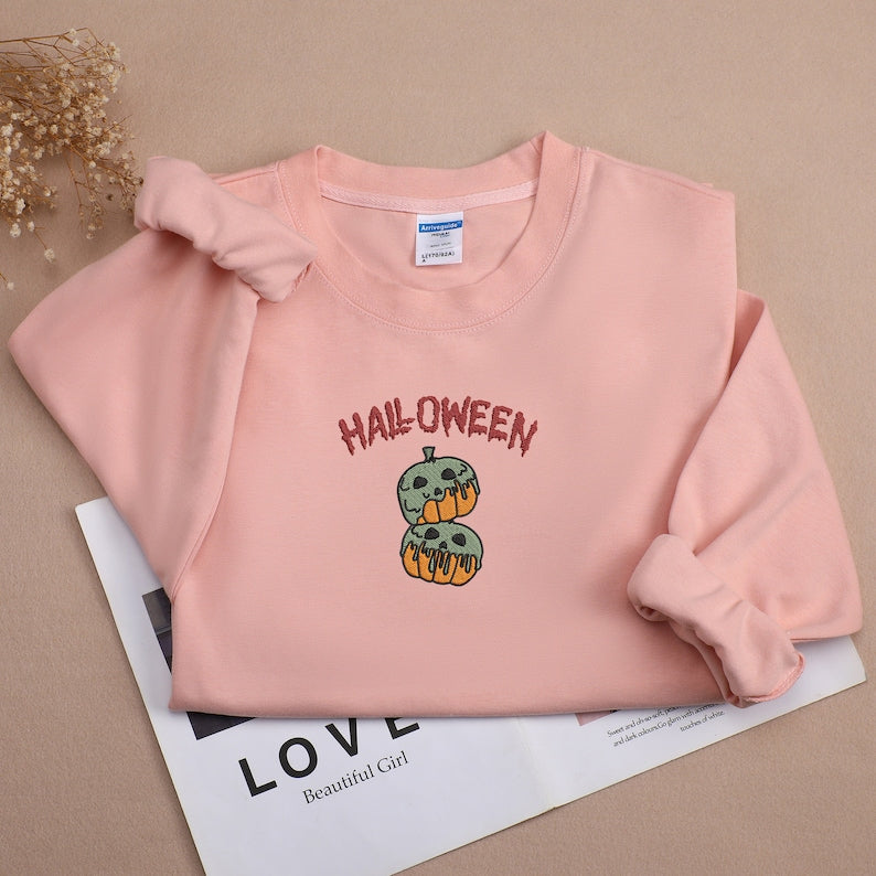 Pumpkins Halloween Embroidered Sweatshirt 2D Crewneck Sweatshirt All Over Print Sweatshirt For Women Sweatshirt For Men Sws3426