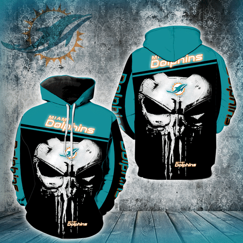 Miami Dolphins Punisher  3D V1438 Hoodie And Zipper Graphic Drawing Personalize Gift