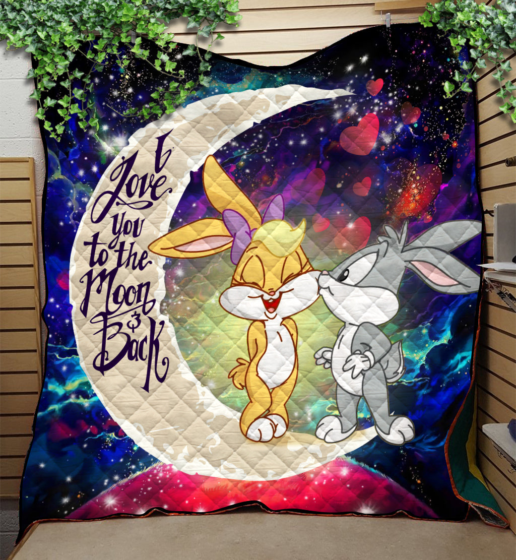 Bunny Couple Love You To The Moon Galaxy Quilt Blanket