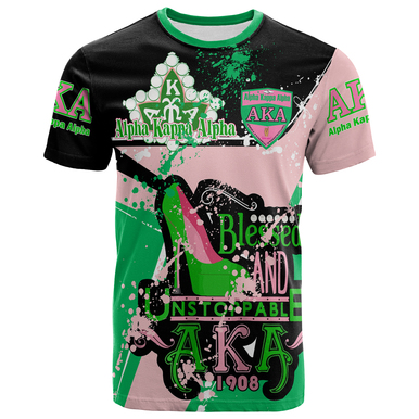 Alpha Kappa Alpha T-Shirt – Alpha Kappa Alpha Sorority Blessed And Unstoppable 1908 Splash Style T-Shirt