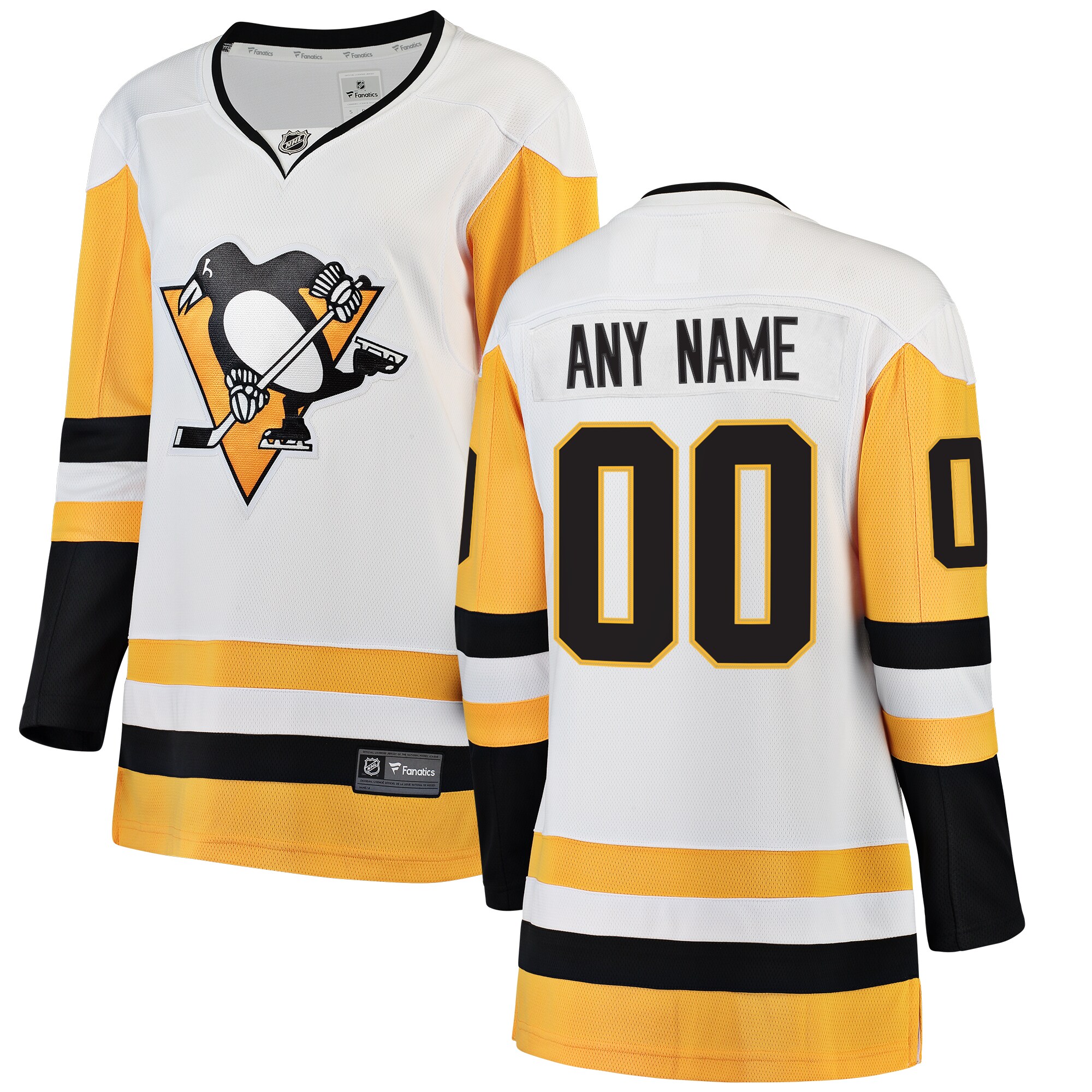 Women's Pittsburgh Penguins White Away Breakaway Custom Jersey