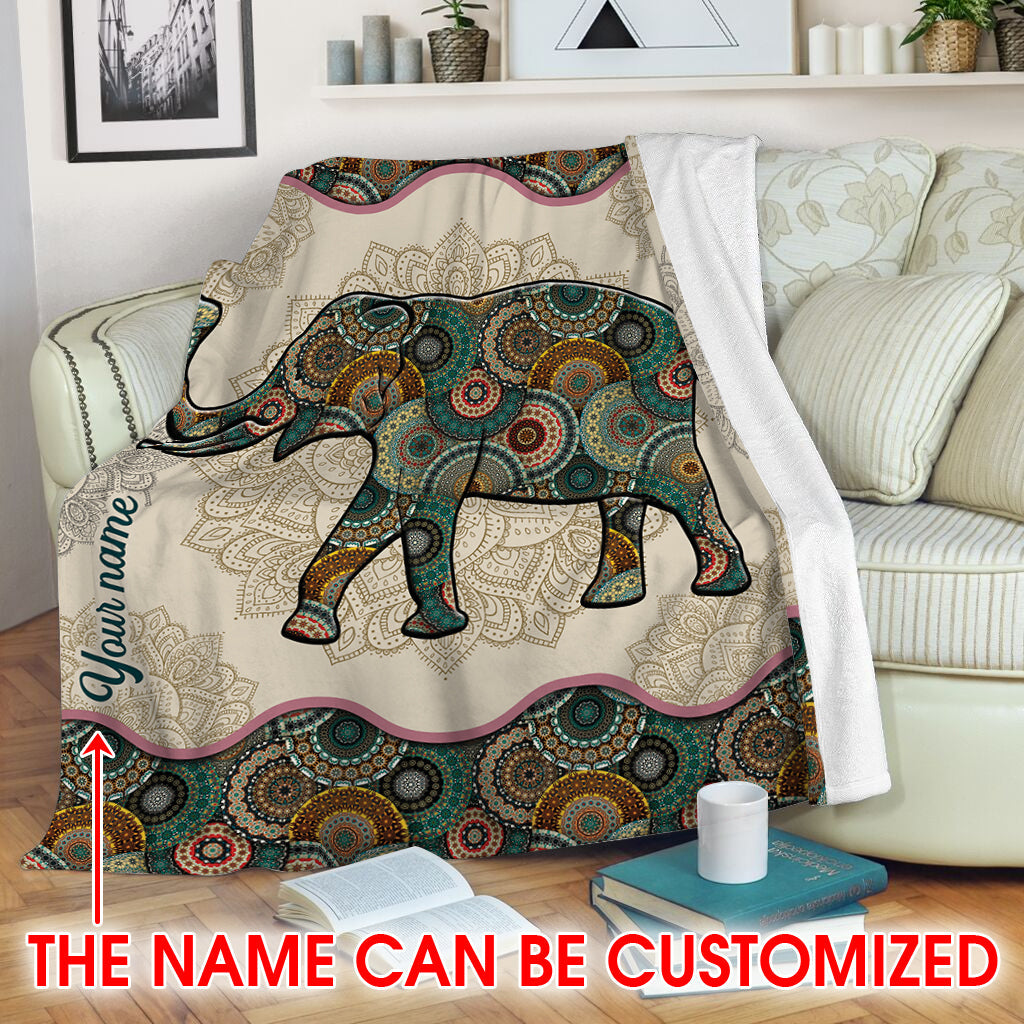 Elephant Vintage Mandala Fleece Throw Blanket – Personalized Throw Blankets – Weighted Blanket To Sleep