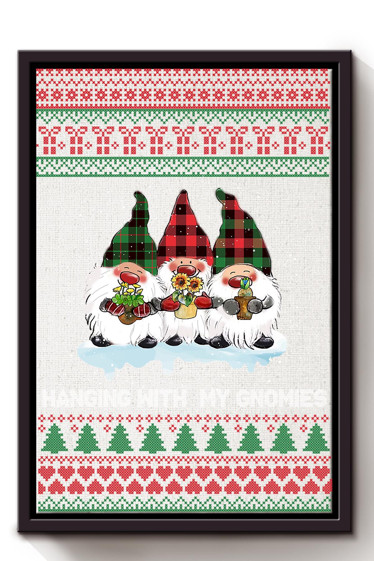 Three Santa Claus Funny Xmas Wall Art For Christmas Day Home Decor Framed Matte Canvas