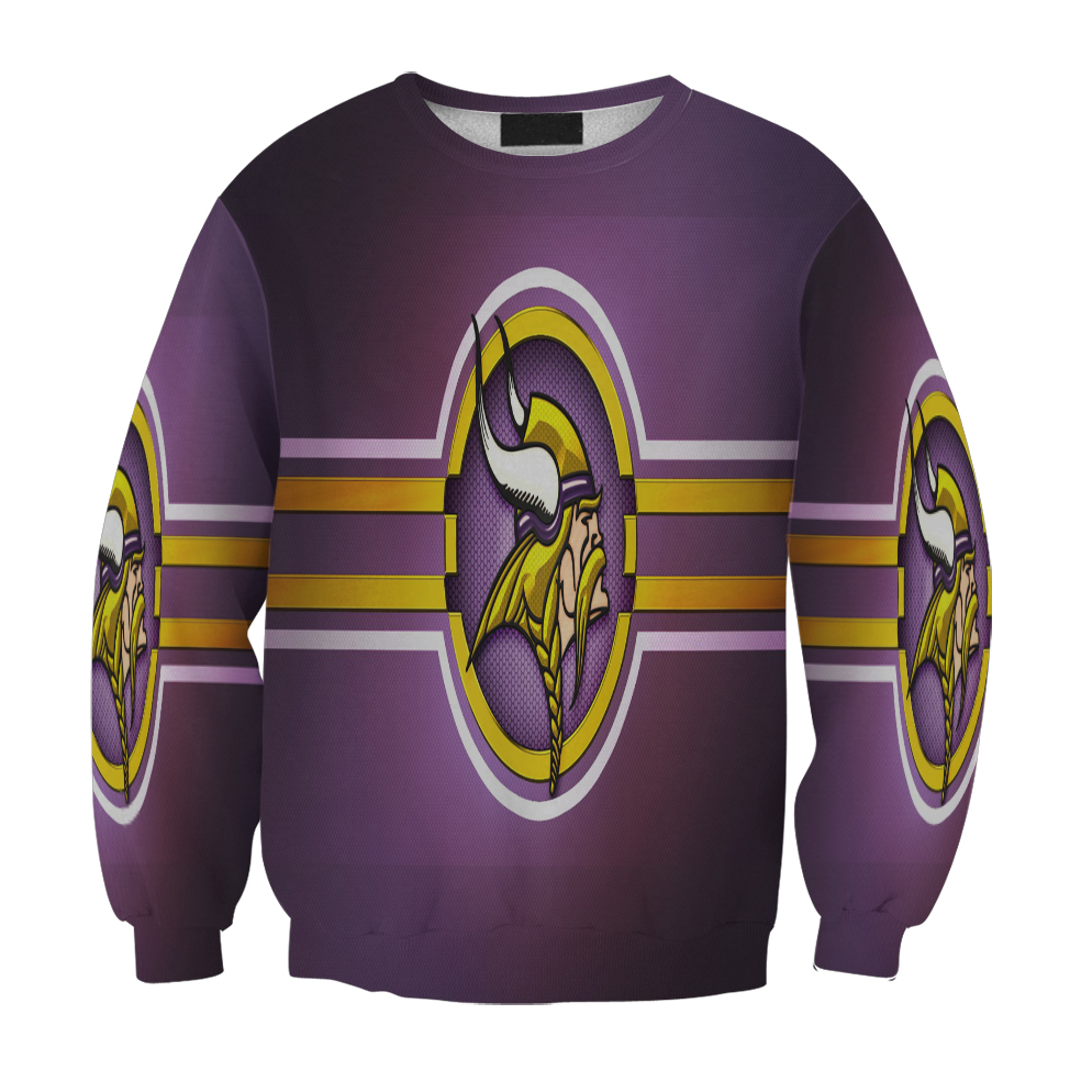 Minnesota Vikings Emblem Metal V2 Gift For Fan 3D Full Printing Sweatshirt