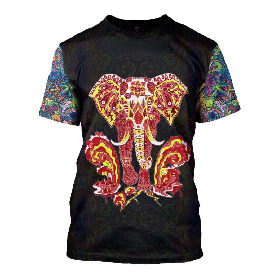 HIPPIE ELEPHANT 3D FULL OVER PRINTED CLOTHES