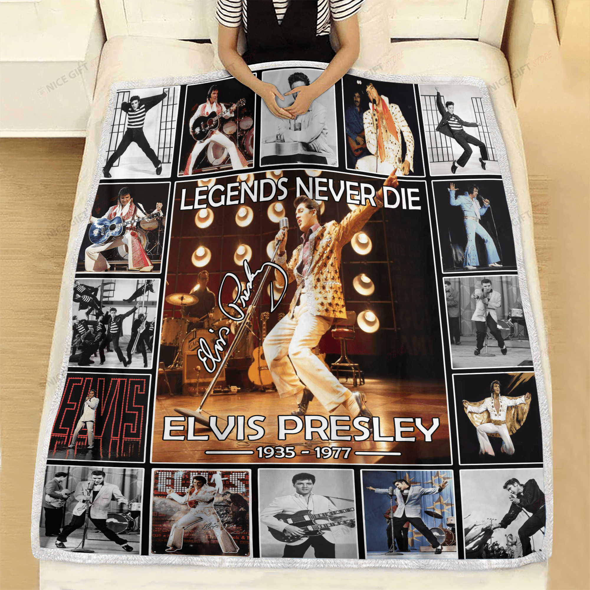 Elvis Presley Legends Never Die Fleece Blanket Blk-E6G4