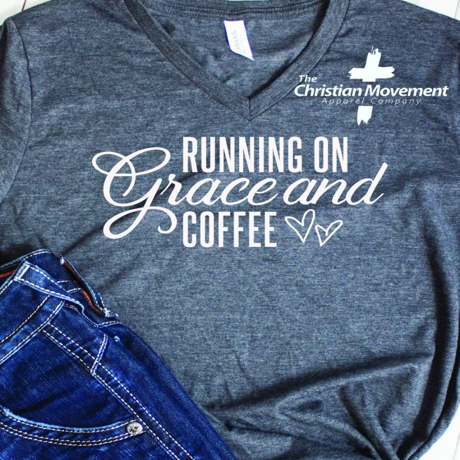 Running on Grace and Coffee Relax Fit V-Neck