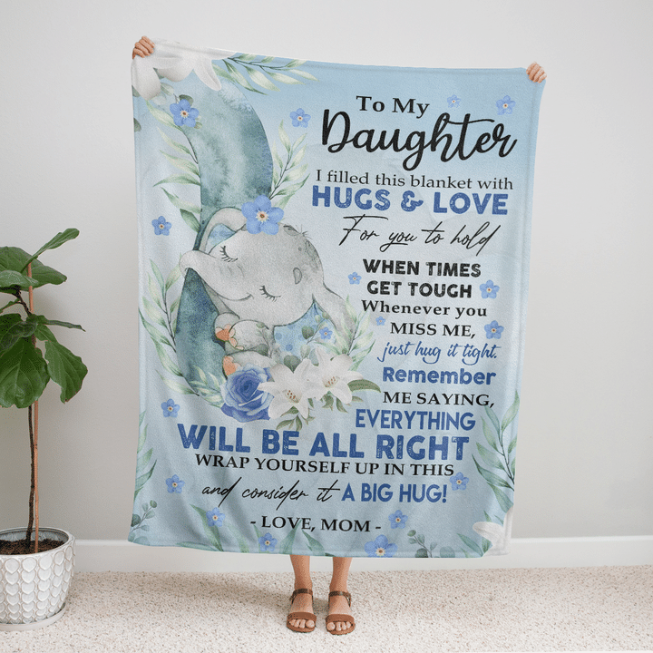 To My Daughter I Filled This Blanket With Hugs And Love Fleece Blanket Gift For Family, Birthday, Daughter, Mom To Daughter Gift Home Decor Bedding Couch Sofa Soft And Comfy