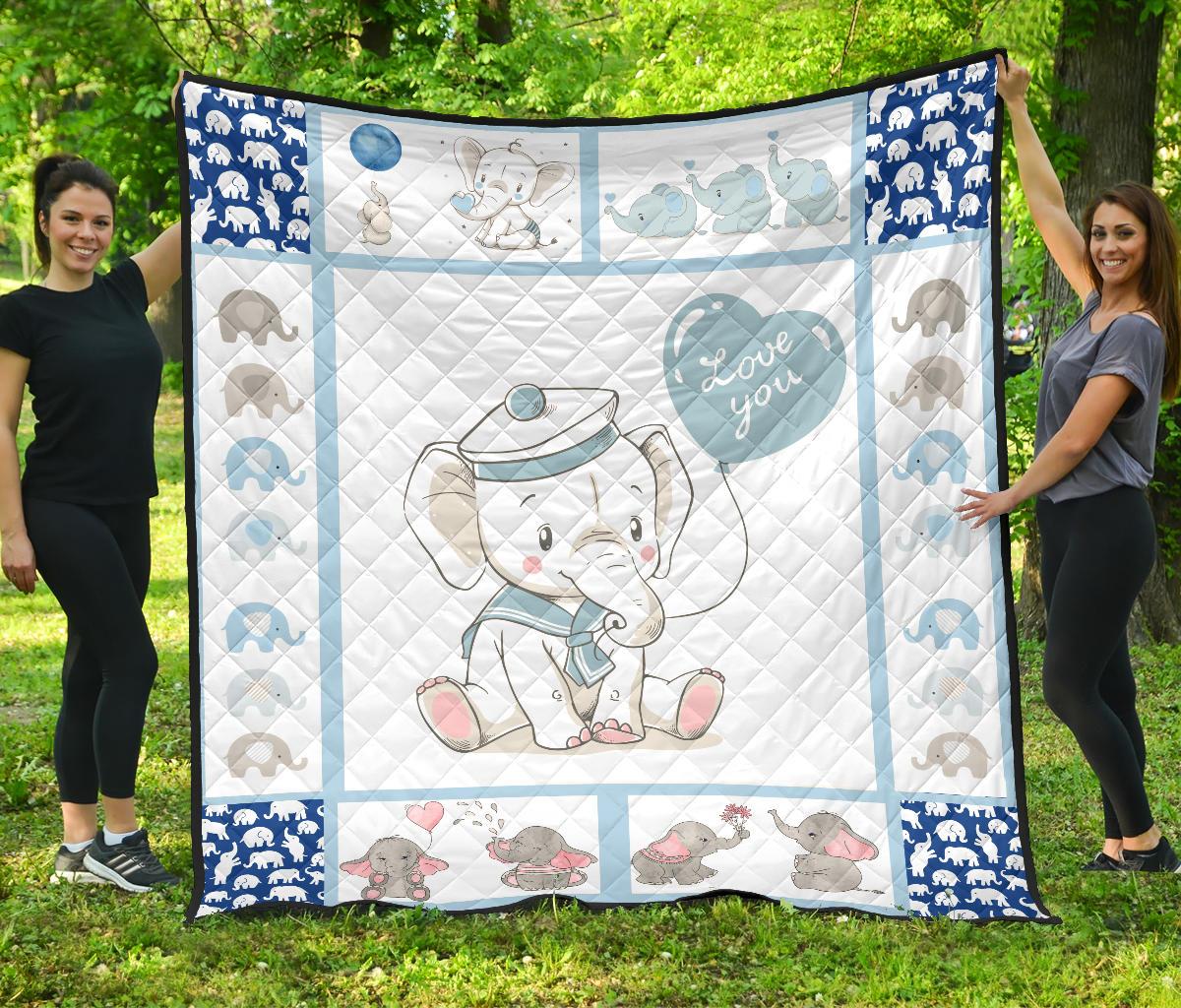 Blue Baby Elephant Quilt