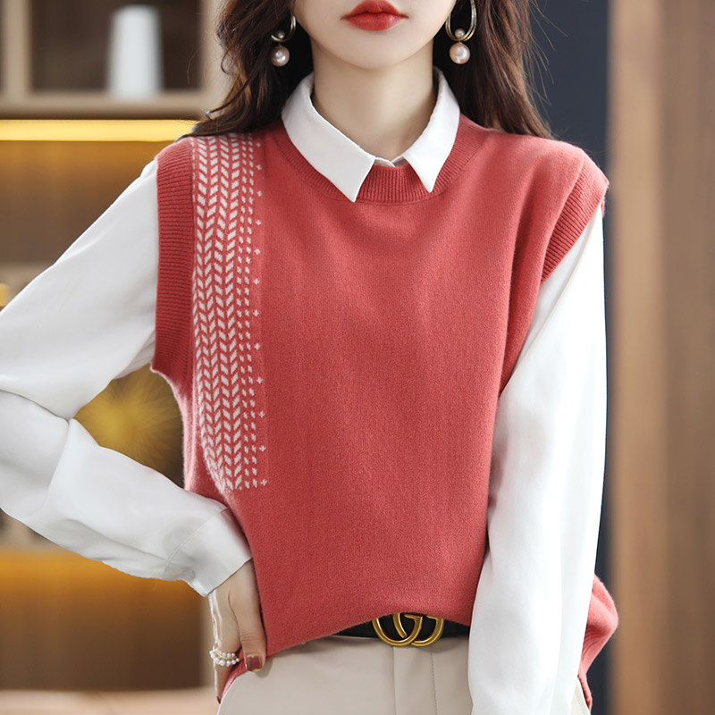 2022 Autumn Casual O- Neck Sweater Vest Women Sleeveless Sweater Tops Female Loose Knit Wool Pullover Clothing Pull Femme 23695 alx