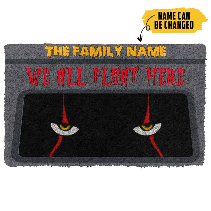 Waybackapparel We All Float Here Halloween Custom Name 3D Doormat