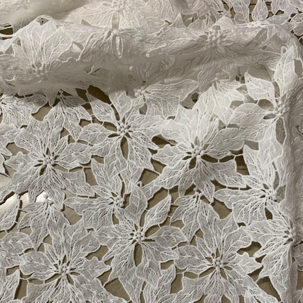 1Yard African Cord Lace Fabric White Water Soluble Milk Silk French Guipure Lace For Sewing Nigerian Wedding Party Dresses alx