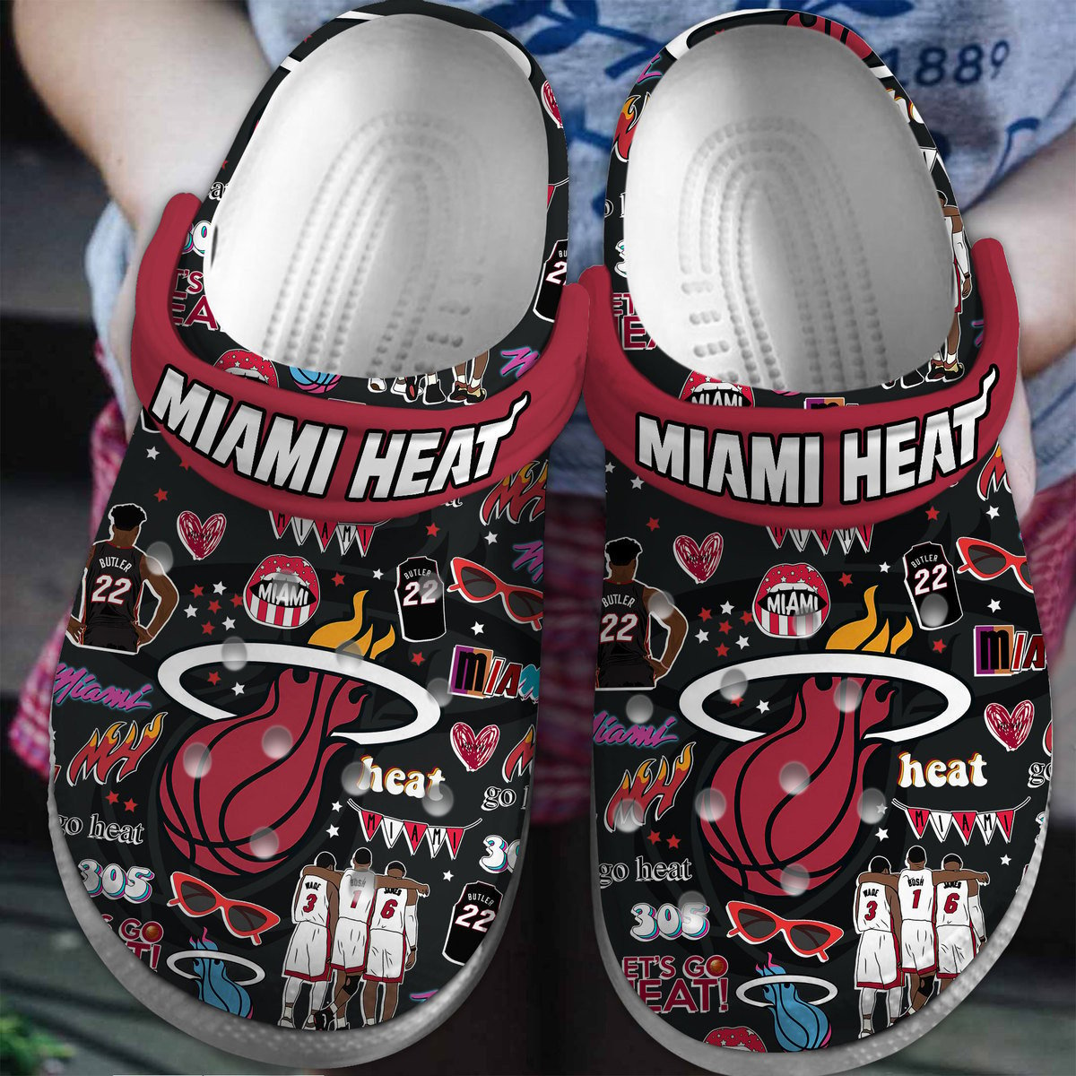 Miami Heat NBA Sport Crocss Crocband Clogs Shoes Comfortable For Men Women and Kids