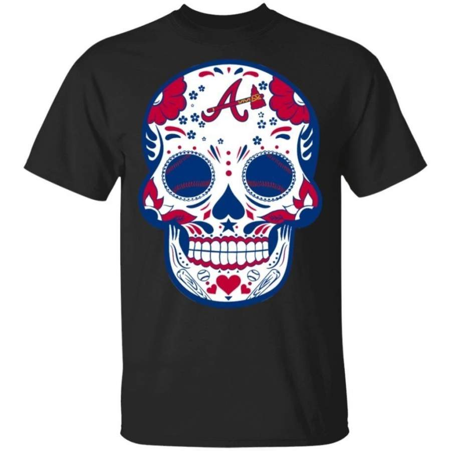 Atlanta Braves Sugar Skull Baseball Team Shirt Fan Gift Idea LT02