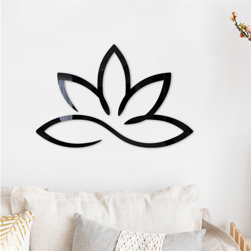 Lotus 3D Acrylic Mirror Wall Sticker Home Decor Living Room Lotus Flower Mandala Zen Decor Decals Bohemian Style Yoga Sticker alx