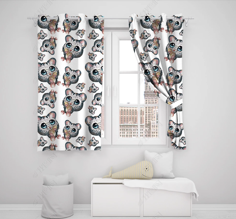 3D Hand Drawn Animal Curtains And Drapes Lqh 121