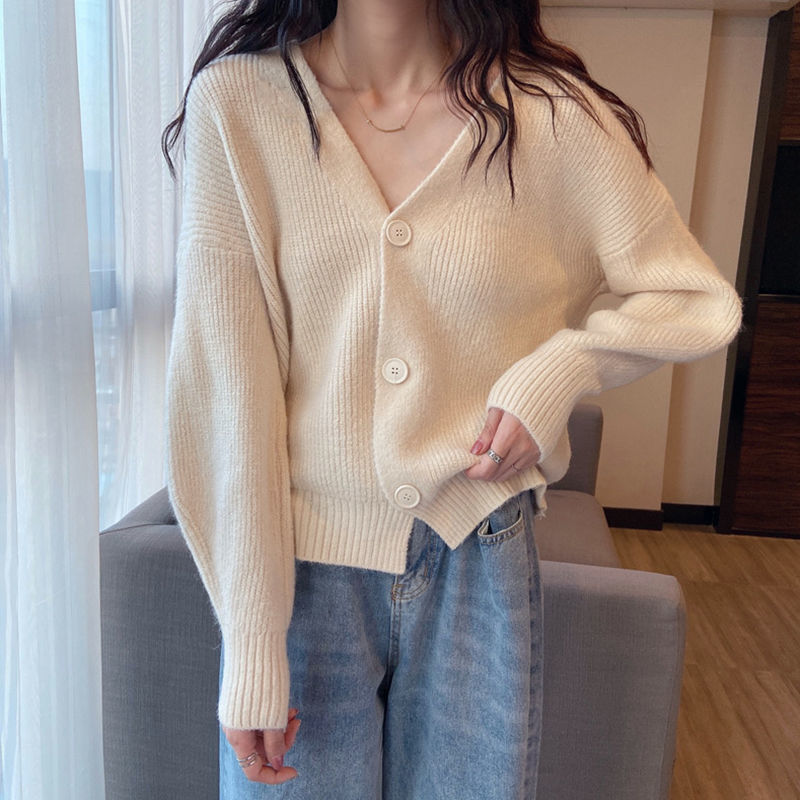 Casual V Neck Long Sleeve Button Up Sweaters Women 2021 New Autumn Winter Fashion Loose Knitted Cardigans Female Sweater Outwear alx