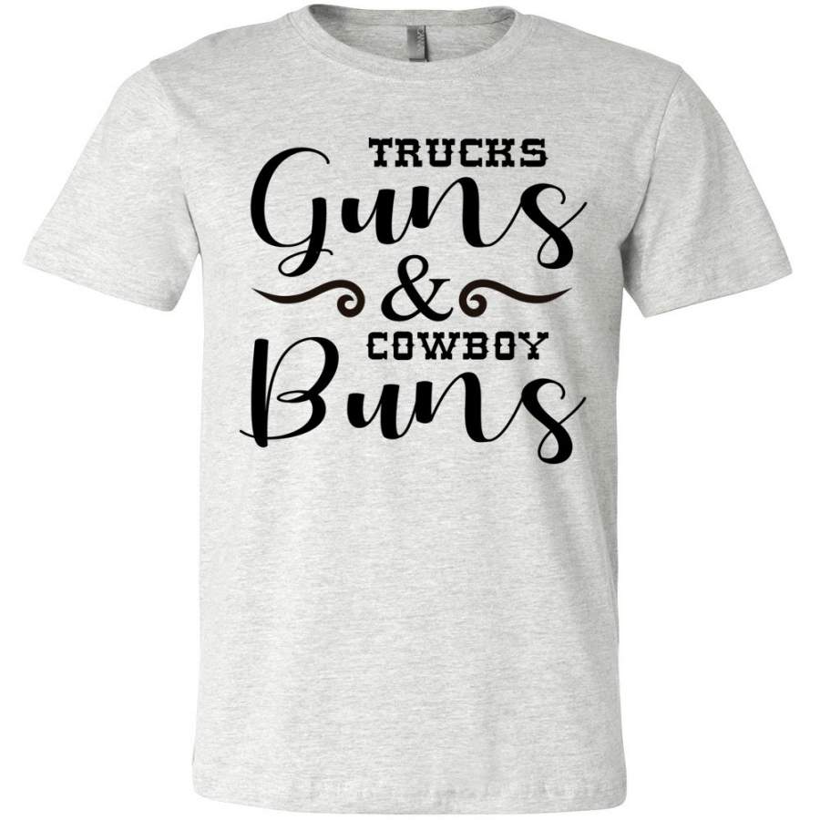 Trucks Guns And Cowboy Buns Country Cowgirl T Shirts