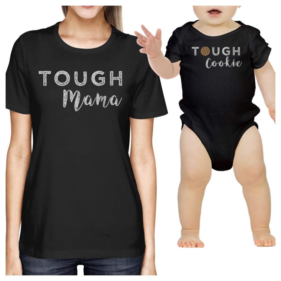 Tough Mama & Cookie Black Mom T-Shirt Baby Onesie Matching Top