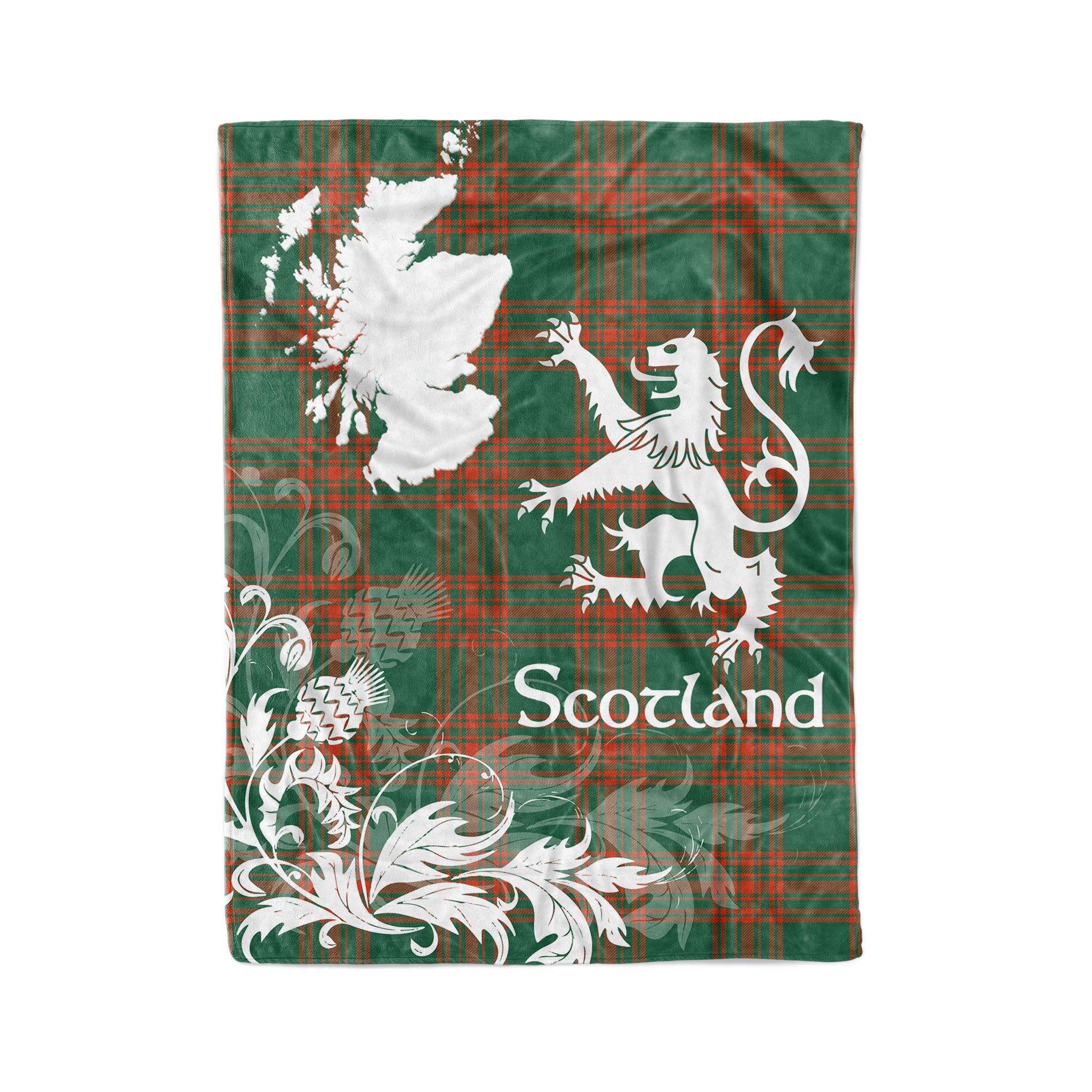 Tartan Plaid Fleece Blanket Tartan Blanket Thistle And Lion Scottish Clan Menzies Green Ancient Plaid Blanket