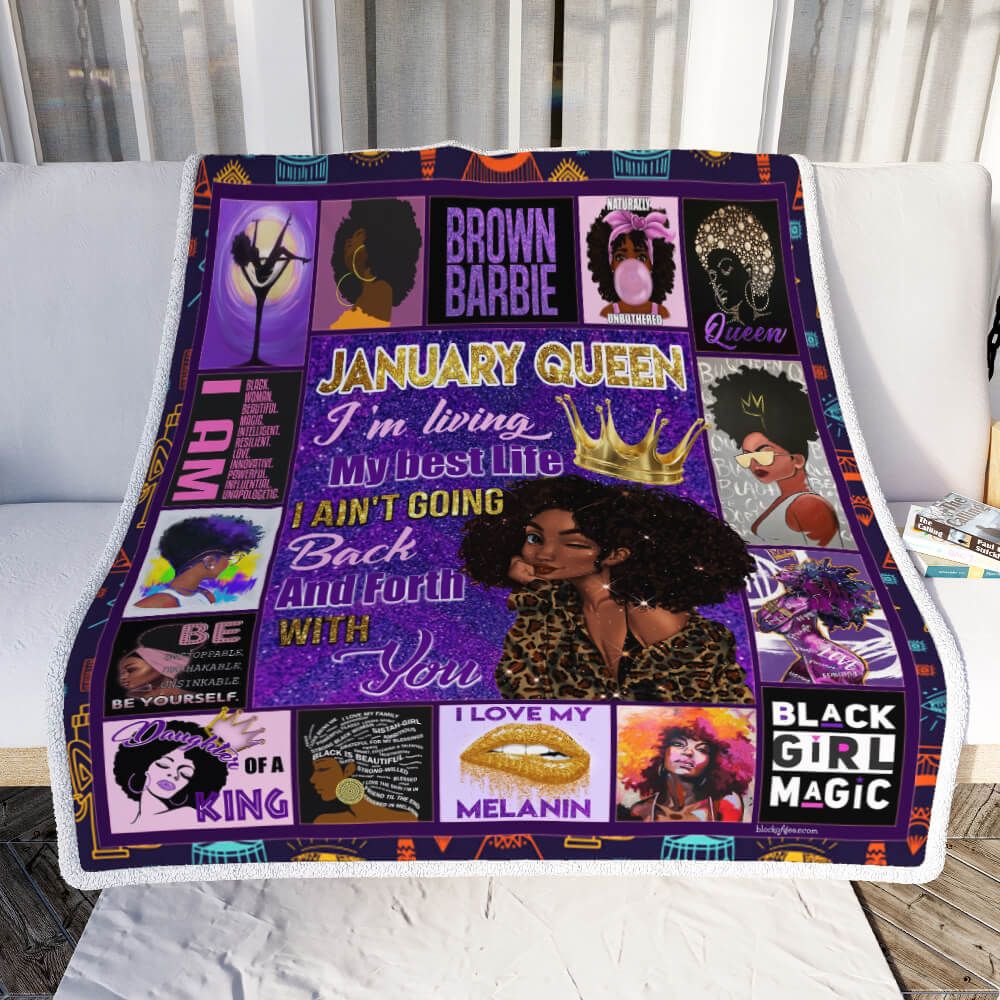 January Girl Black Queen Sofa Throw Blanket