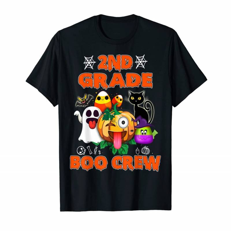 Black Cat Pumpkin Candy Ghost Shirt 2nd Grade Boo Crew