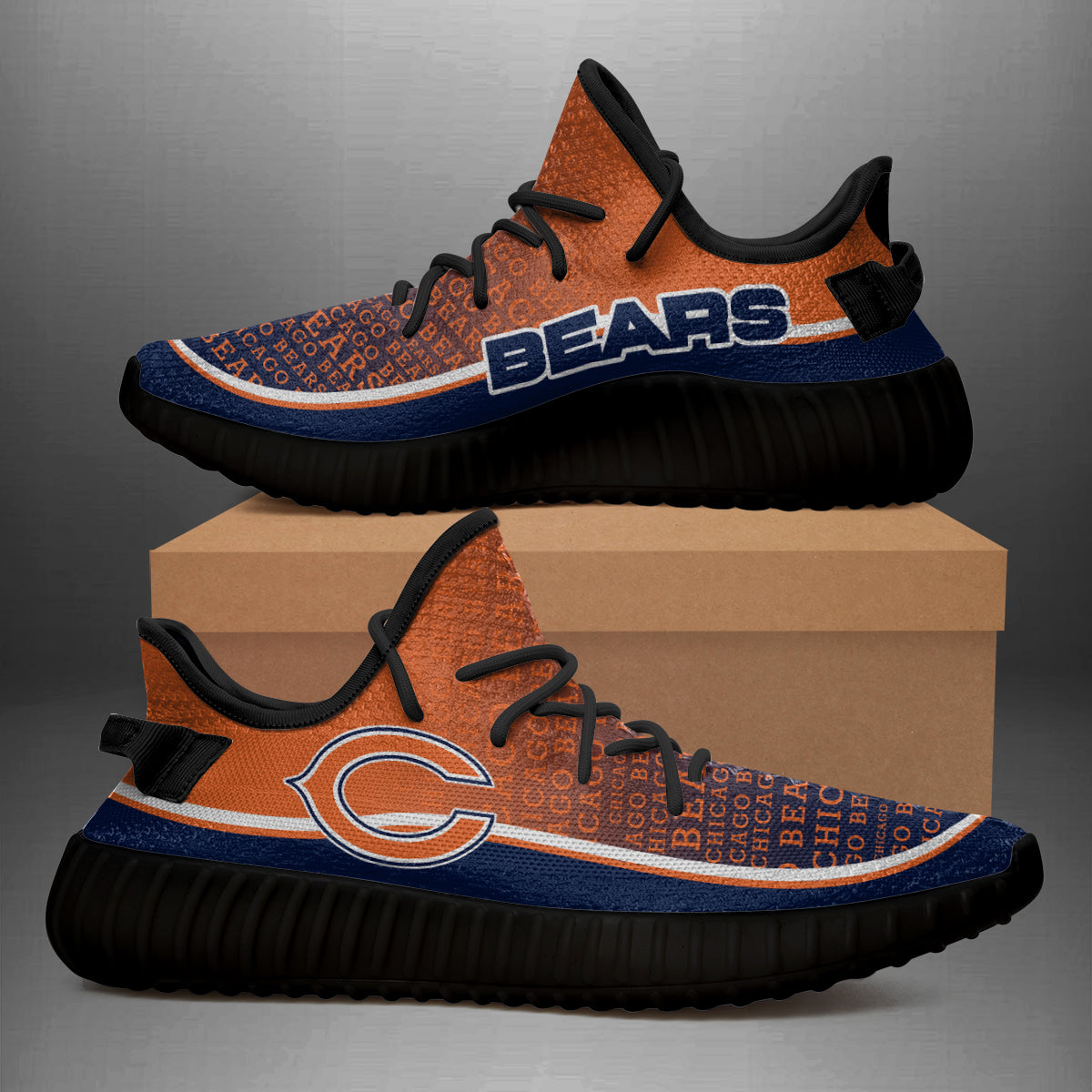 Colorful Line Words Chicago Bears Yeezy Shoes