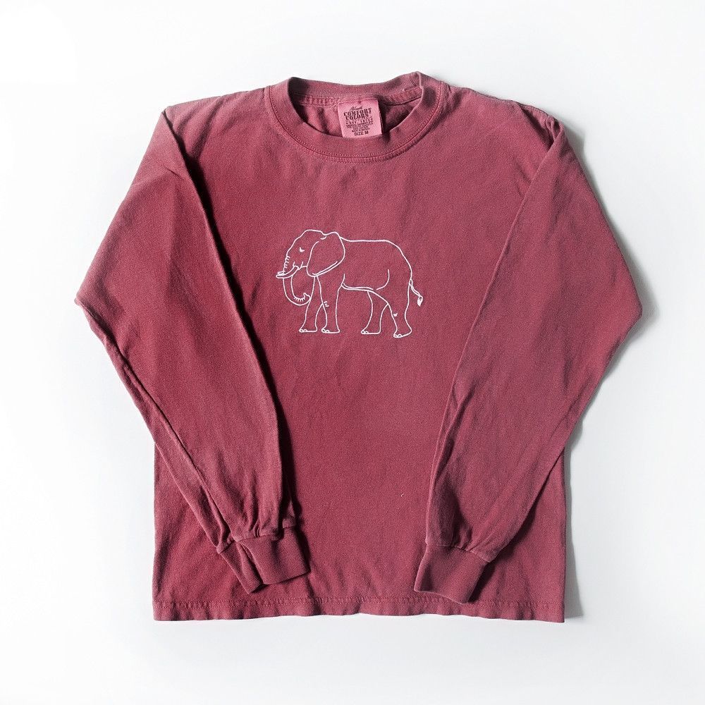 A Simple Elephant Is Hand Screened In On A Super Soft High Quality Heather Crimso Shirt