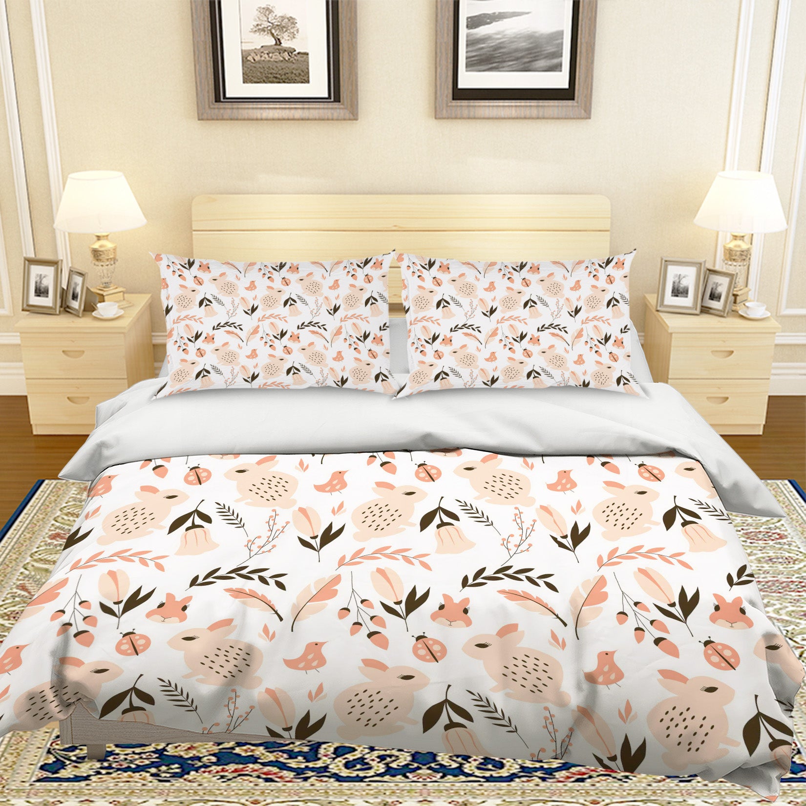 3D Cartoon Rabbit Quilt Cover Set Bedding Set Pillowcases 45