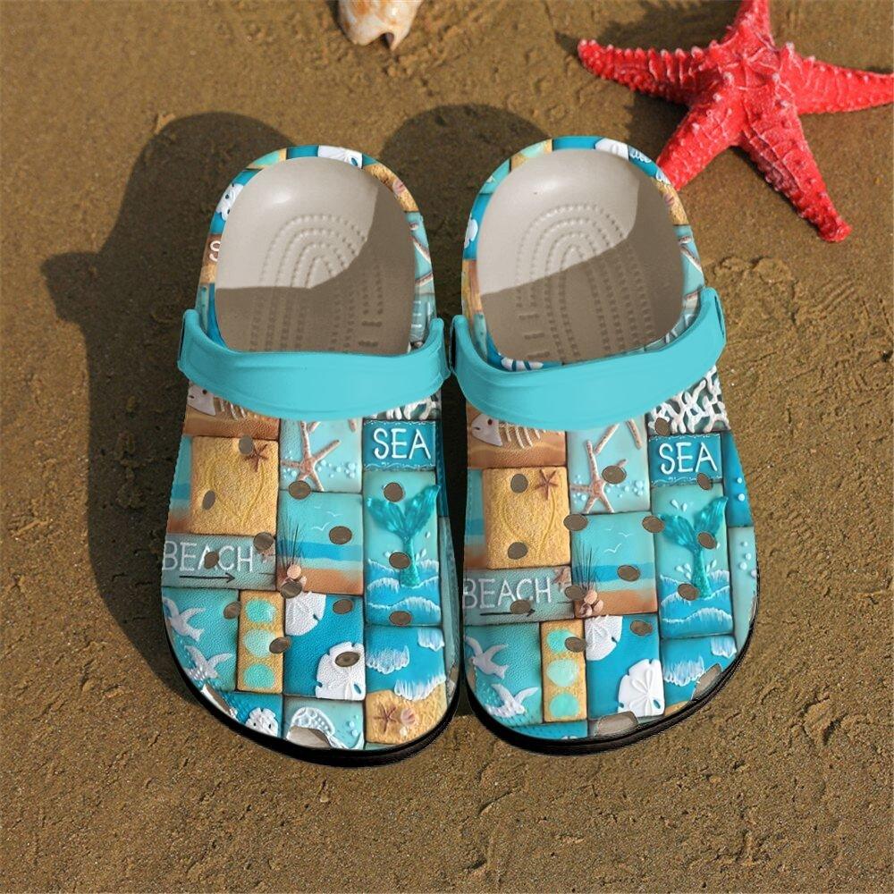 Beach Personalized Clog, Custom Name, Text, Color, Number Fashion Style For Women, Men, Kid, Print 3D Seas The Day