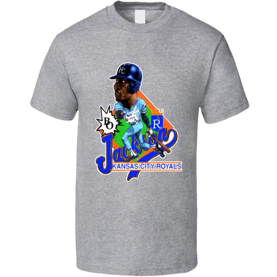 Bo Jackson Kansas City 16 Baseball Retro Caricature T Shirt