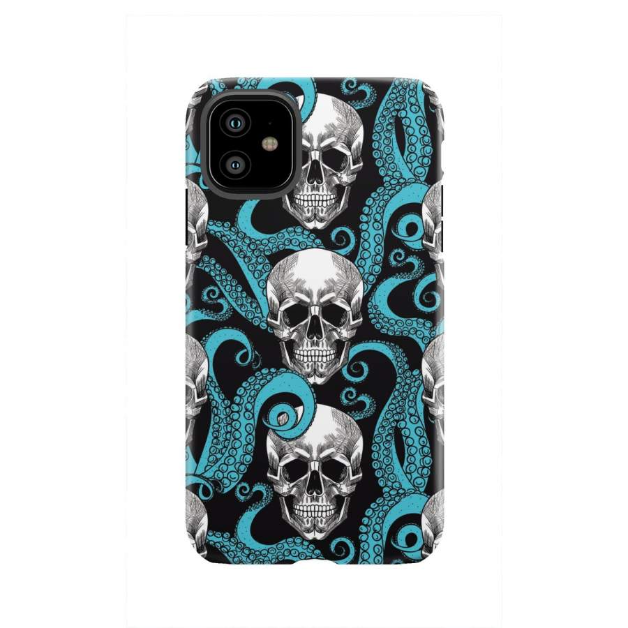 Octopus Tentacles Skull Pattern Print Tough Phone Case