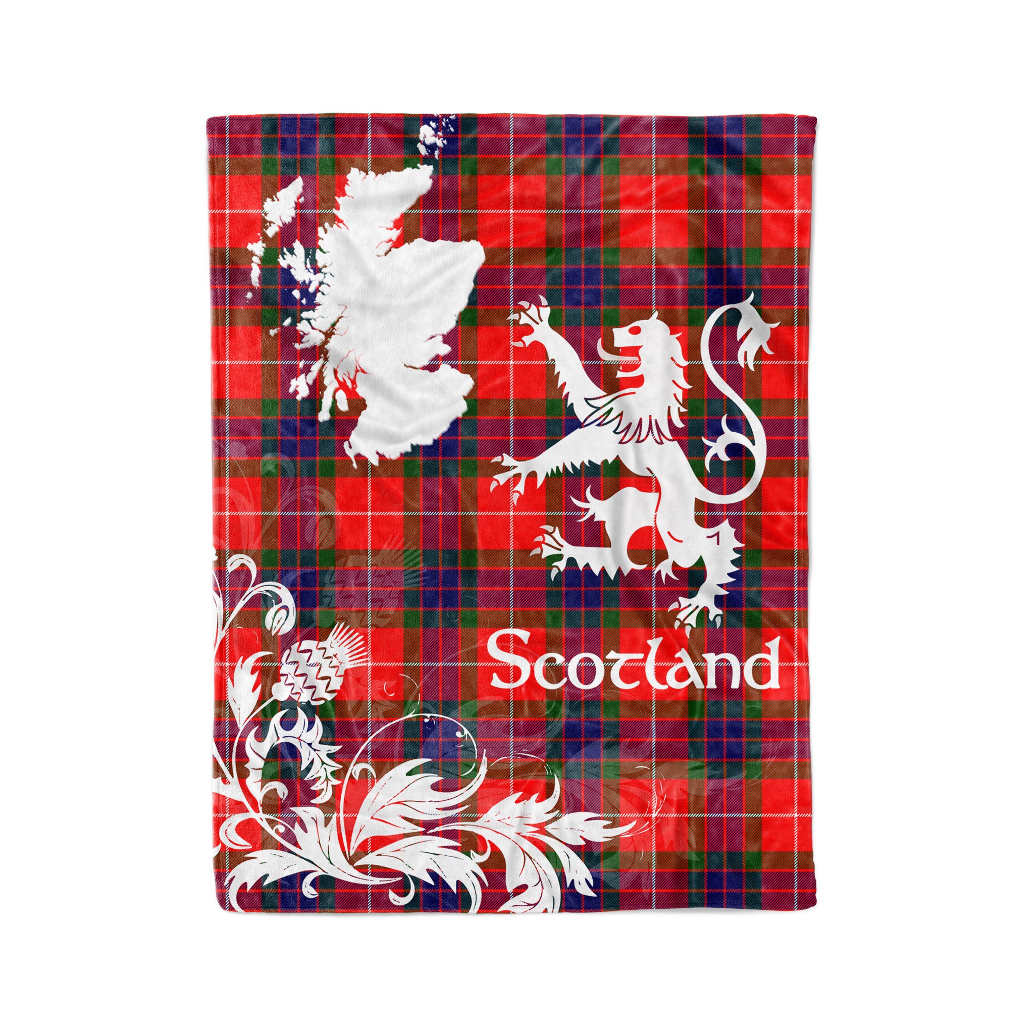 Tartan Plaid Fleece Blanket Tartan Blanket Thistle And Lion Scottish Clan Fraser Modern Plaid Blanket