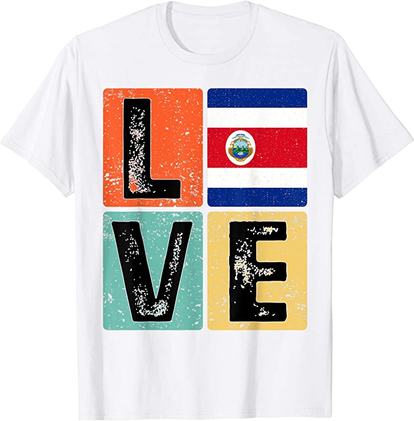 Vintage Retro I Love Costa Rica Flag for Costa Rican Pride T-Shirt