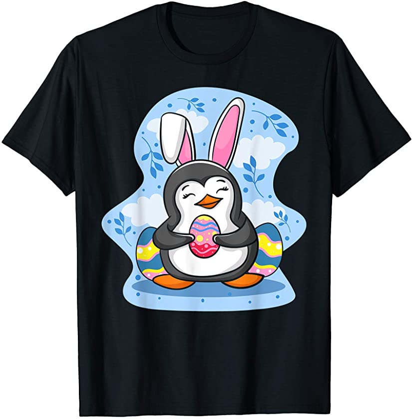 Easter Penguin Holding Egg Cute Bunny Ears Penguin Lover T-Shirt