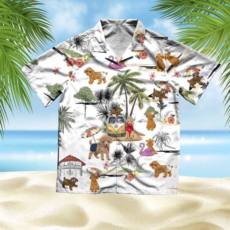 Unisex Toy Poodle Beach Hawaiian Shirt