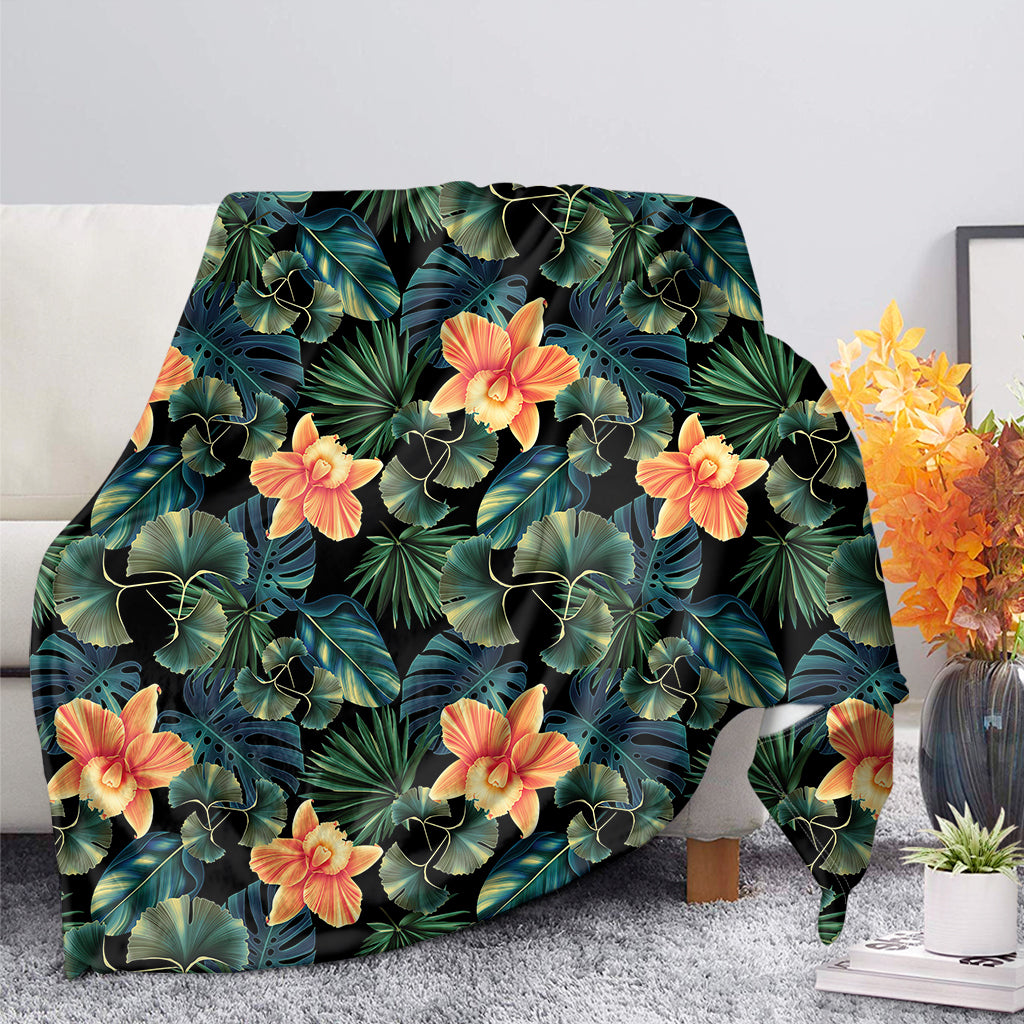 Tropical Leaf And Hawaii Flower Print Blanket Ha68531