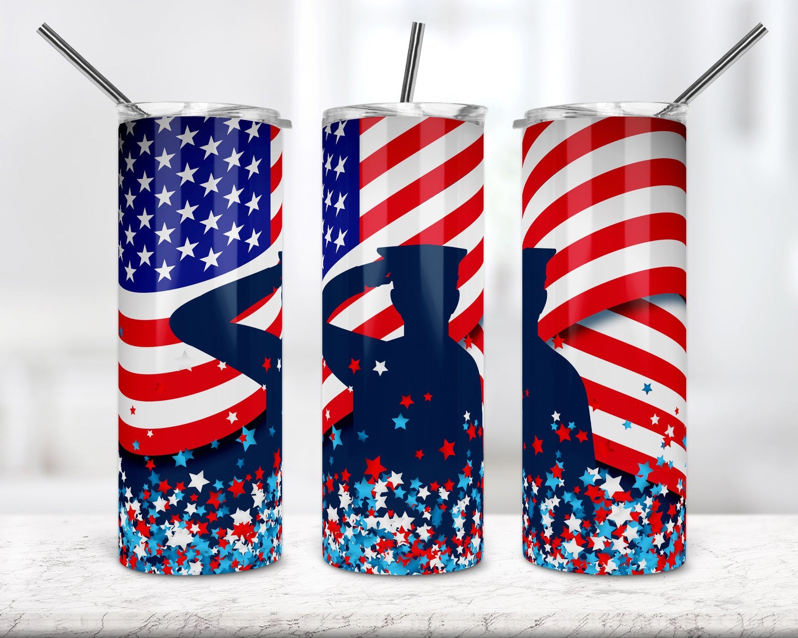 Usa Flag 4Th July 20Oz Skinny Tumbler