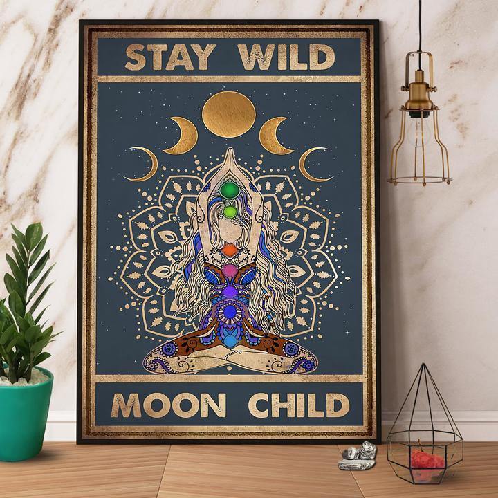 Yoga & Moon Stay Wild Moon Child Gift For Family Home Decor Matte Canvas Canvas Prints