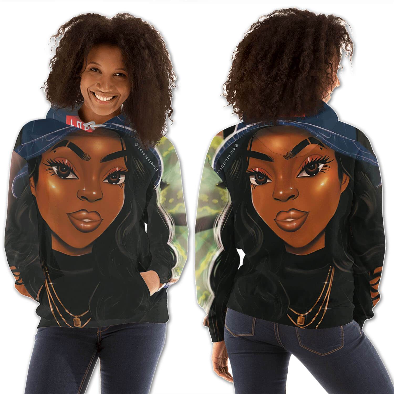 African American Hoodies Cute African American Girl All Over Print Womens Hooded Sweatshirt Black History Clothing BPS88964