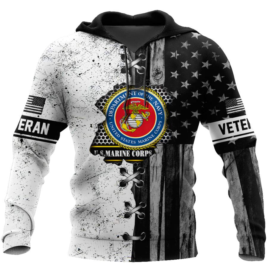 Veteran US Marine Corps in my heart 3D shirts for men and women BW