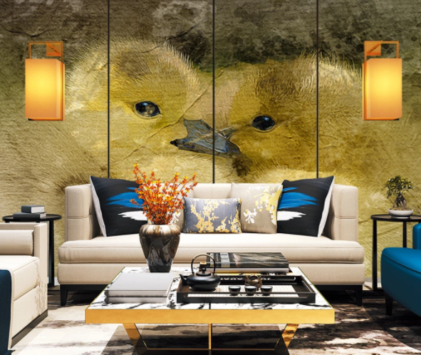 3D Watercolor Animal Yellow Duck Wall Mural Wallpaper Lqh 49