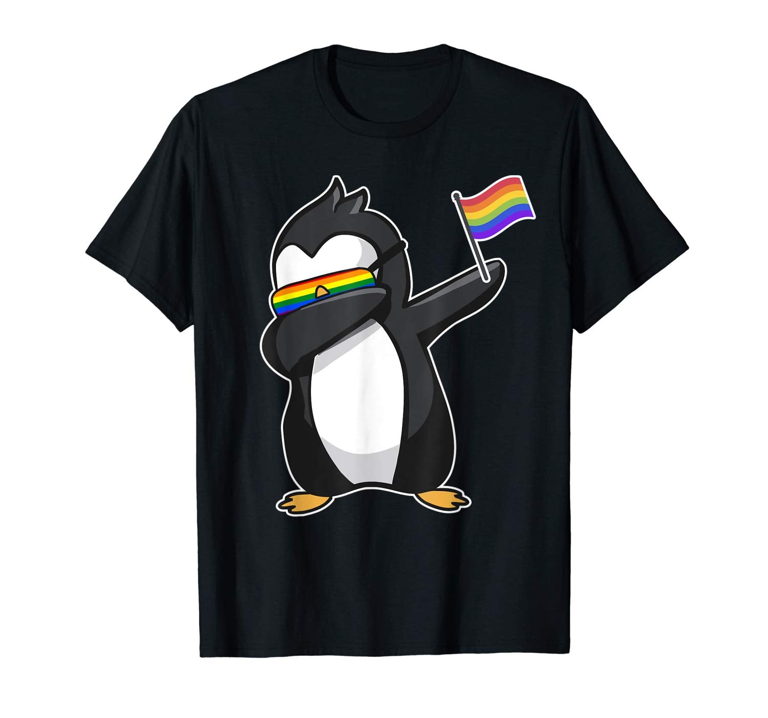 MALEDabbing Penguin Rainbow T-Shirt Pride Gay Cute Penguin T-Shirt