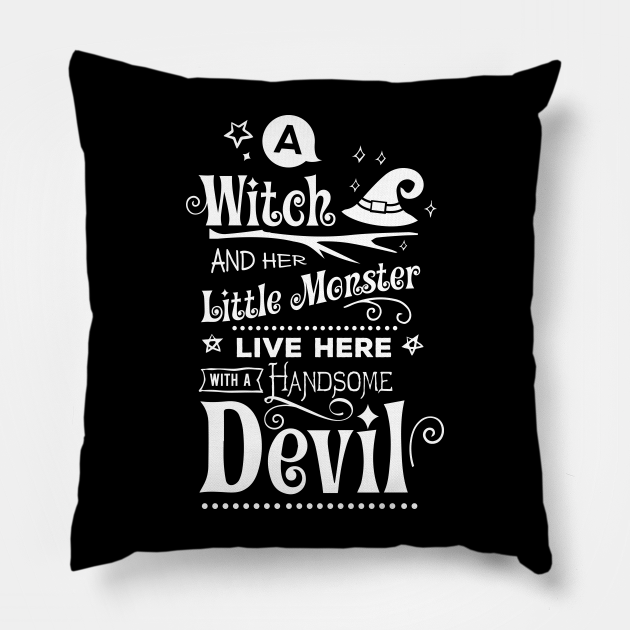 A Witch And Her Monster Pillows, Halloween Pillow, Best Pilow, Halloween Decorations, Halloween Decor