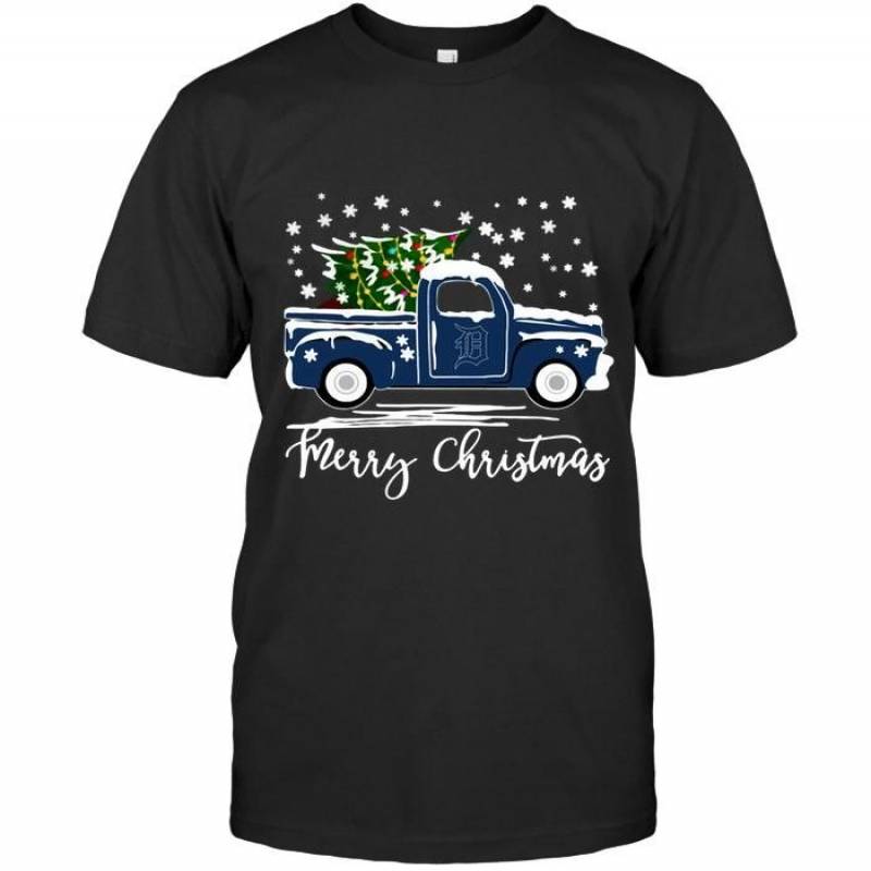 Detroit Tigers Merry Christmas Christmas Tree Truck T Shirt – Gearpenguin.com