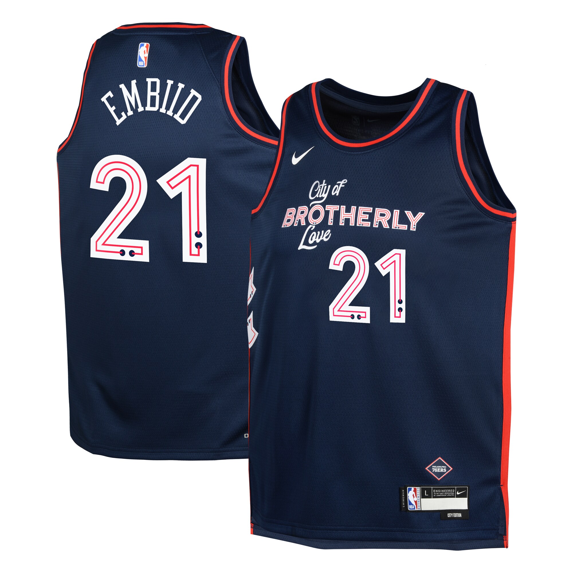 Philadelphia 76ers City Edition Swingman Jersey 23 – Navy – Joel Embiid – Youth