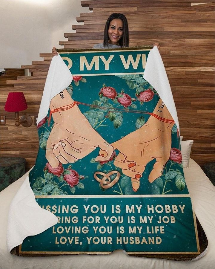 To My Wife Loving You Is My Life Vintage Blanket Gift For Wife From Husband Birthday Gift Home Decor Bedding Couch Sofa Soft And Comfy Cozy