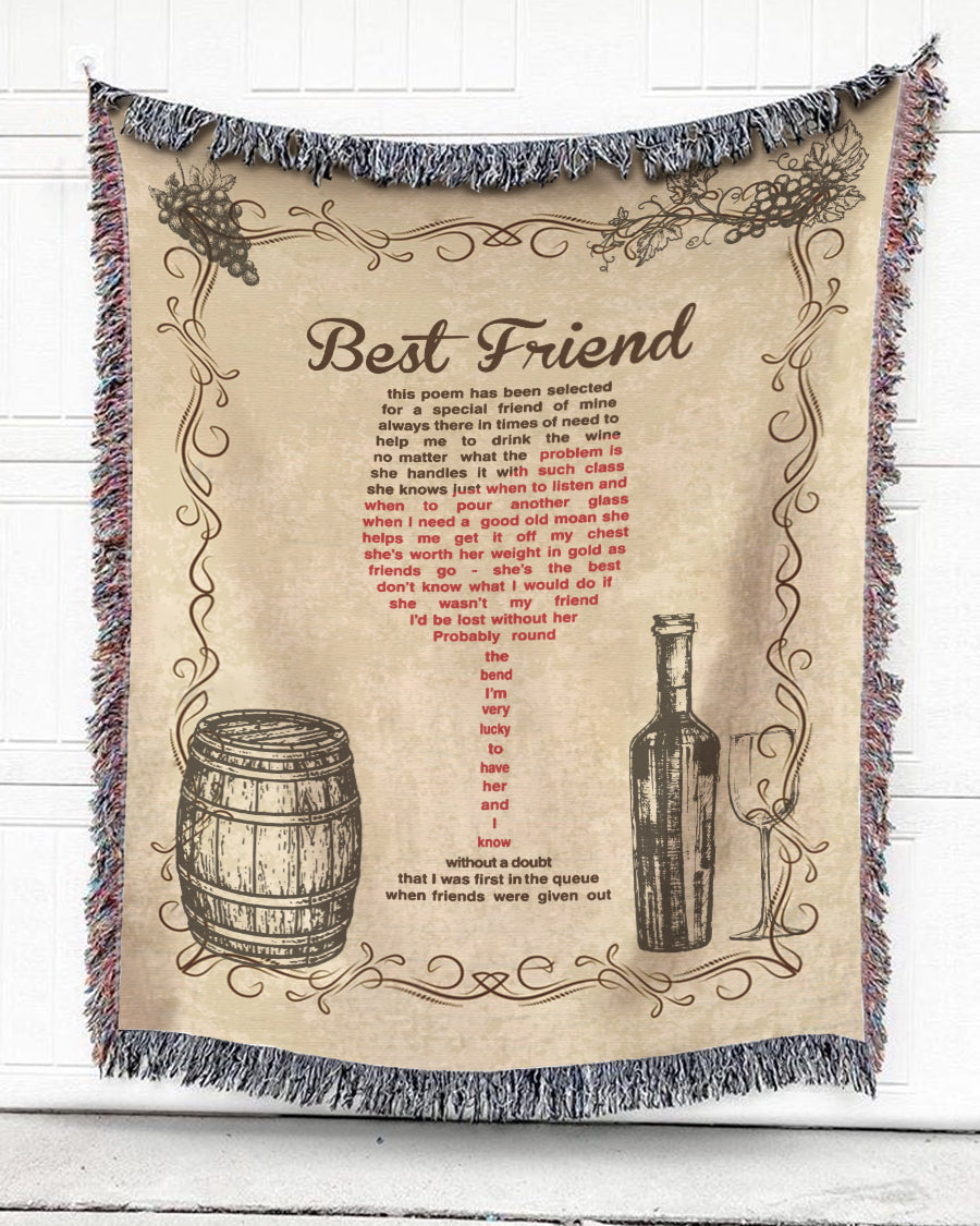 Woven Throw For Friend Birthday Gift, Poem To Best Friend, Cotton Blanket