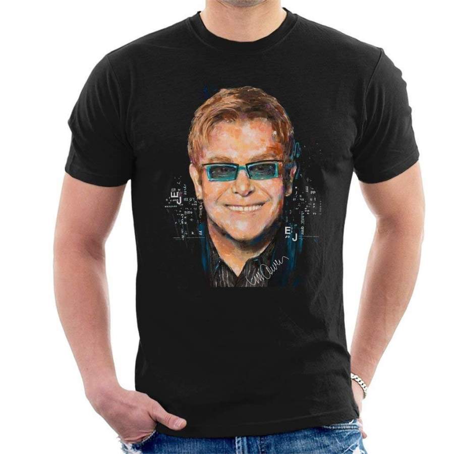 Sidney Maurer Original Portrait of Elton John Men’s T-Shirt